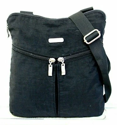 baggallini BLACK NYLON CANVAS URBAN MESSENGER CROSSBODY ORGANIZER SHOULDER BAG - Image 1 of 4