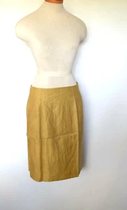 Gonna al ginocchio donna SPARRS SPIRIT 100% pura seta raccolta oro taglia 10 vita-29,5" nuova con etichetta - Foto 1 di 8