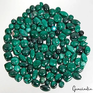 195 Ct/120 Pcs Natural Untreated Green Malachite Mix Cab Artistic Gemstones lot - Picture 1 of 6