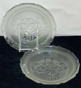 2 Jeannette IRIS CRYSTAL *7 1/2" FLAT SOUP BOWLS*HARD TO FIND* - Picture 1 of 1