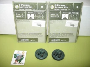 =Axis & Allies Miniatures BASE SET 6-Pounder Antitank Gun 2 PIECES w cards 7/48= - Picture 1 of 1