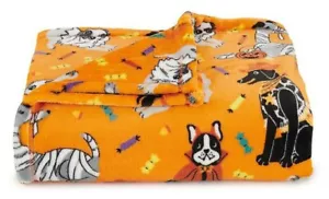 The Big One Halloween Dogs Orange Puppies Oversized Plush Throw Blanket 5'x6' - Picture 1 of 1