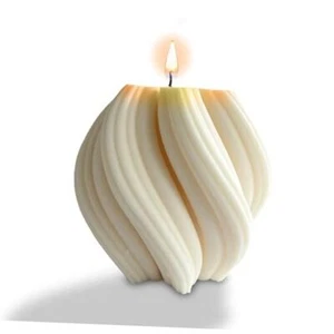 Swirl Candle - Beautiful Handmade Pillar Scented Soy Wax Twirl Candle, Elegant - Picture 1 of 8