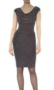 Lauren Ralph Lauren LRL Dress Size 8 Cowl Neck Cocktail Metallic Black Stretch - Picture 1 of 10