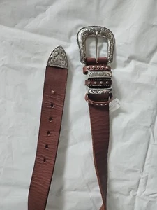 Nocona® Ladies Bedecked Multi-Keeper Brown Leather Belt N3493702 - Picture 1 of 3
