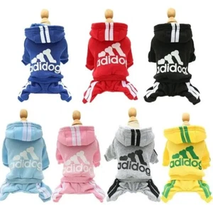 Adidog Mascota Perro Cálida Sudadera con Capucha 4/Piernas Clásico Mono Cachorro Abrigo Sudadera Ropa - Imagen 1 de 13