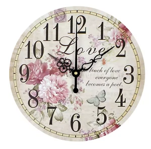 Large Vintage pvc Wall Clock Kitchen Home Antique Style Modern Silent Chic NEW - Picture 1 of 23