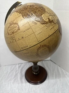 Replogle 12" Diameter Globe World Sienna Series Raised Relief Hardwood Base Vtg - Picture 1 of 10