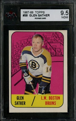 1967 TOPPS #38 GLEN SATHER KSA 9.5 HALL OF FAME ROOKIE EDMONTON OILERS OIL KINGS - Image 1 of 2