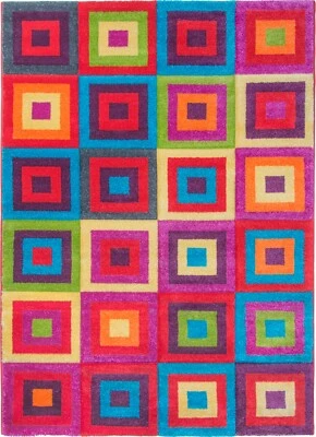 Rainbow Rug Runner Checked Pattern Multicolour Geometric 3D Texture Any Room - Image 1 of 4
