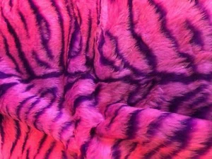 DESIGN Fun Faux Fur Fabric Material - PURPLE CERISE TIGER - Picture 1 of 1