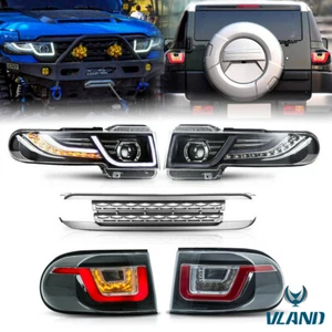 Set 2 LED Headlights and Tail Lights (W/ Grille) For 2007-2015 Toyota FJ Cruiser - Picture 1 of 12