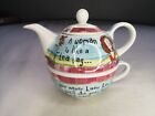 Collectible Johnson Brothers Born To Shop Tea For One Teapot Teacup Combo 