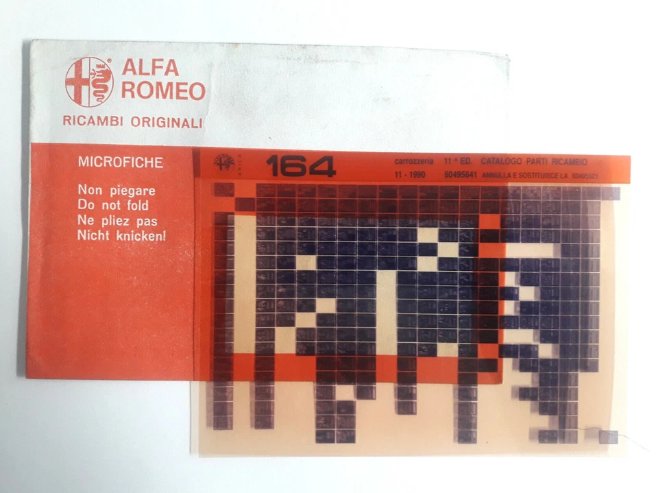  Microfiche Alfa Romeo 164 Catalogo parti di ricambio carrozzeria - Immagine 1 di 1