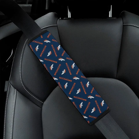 2pcs Denver Broncos Car Seat Belt Pad Shoulder Pad Cover Comfortable Driving Cover