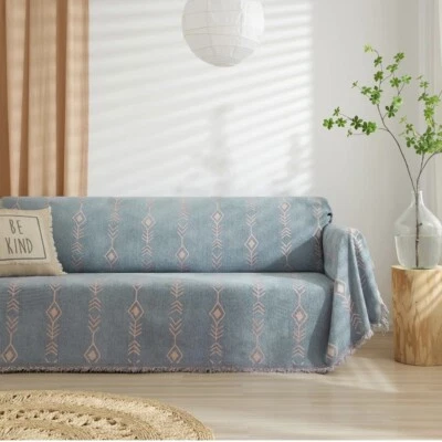 NEW Anthropologie XL Boho Chenille Arrow Throw Blanket Bedspread Quilt 135 x 70 - Image 1 of 4