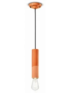 Lampadario a sospensione in ceramica design moderno arancione 1 luce FLR-100 - Imagen 1 de 8