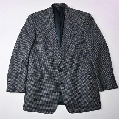Riserva 40R Blue Square Geometric USA Made Wool Mens Blazer Sport Coat Jacket - Image 1 of 4