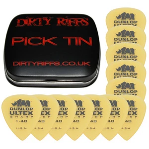 12 x Dunlop Ultex Sharp Guitar Picks / Plectrums - 1.40mm In A Handy Pick Tin - Picture 1 of 1