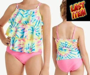 Camiseta Tankini Justice Girls L 12-14 Volantes Correas Ajustables, Parte Inferior de Bikini 2 Piezas - Imagen 1 de 21