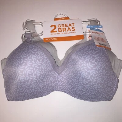 Warner's Wire Free T-Shirt Bras Set of TWO Invisible Seamless Lined Cups NEW $60 - Image 1 of 4