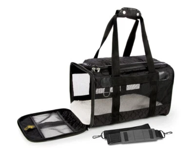 Transportador de mascotas Sherpa Travel original de lujo aprobado por aerolínea talla mediana Negro NUEVO Foto 1 de 4