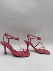 Bottega Veneta Pink Leather Open Toe Ankle Strap High Heel Sandals Size 38.5 - Picture 1 of 5