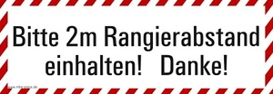 Aufkleber Abstandshinweis „Bitte 2m Rangierabstand! Danke!“ Folie |  21 x 7,4 cm - Bild 1 von 2
