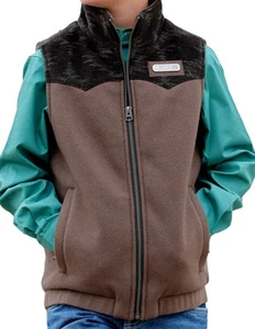 Cinch Western Vest Boys Match Dad Lining Zipper M Brown MWV5050004 - Picture 1 of 1