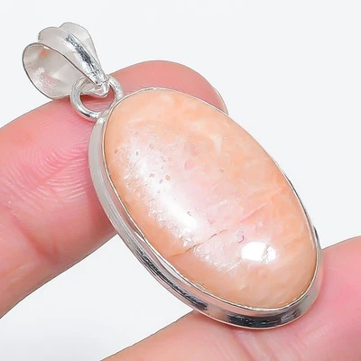 Colgante de plata de ley 925 hecho a mano con piedras preciosas de aventurina naranja de 1,85" para ella t4 Foto 1 de 2