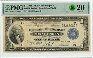 1918 $1 FRBN Minneapolis Blue Fr# 734 PMG VF20 GCC Green - Picture 1 of 2