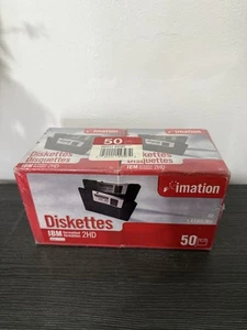 Imation 2HD High Density Diskettes Box of 50 Formatted 1.44 MB New Sealed - Afbeelding 1 van 4