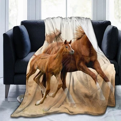 Horse Unicorn Warm Flannel Bedspread Sofa Throw Blanket Birthday Christmas Gift - Image 1 of 4