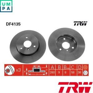 2x BRAKE DISC DF4135 FOR SMART FORTWO/Cabrio ROADSTER CABRIO CITY-COUPE 0.6L - Picture 1 of 16