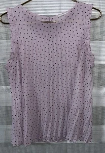 Maurices Tank Top Women’s LG Pink Black Polka Dot Sleeveless Pleated Blouse - Picture 1 of 4