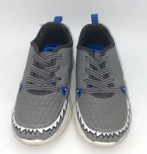 Carter's Gray Sneakers Shoes Toddler Size 10 Shark Light-Up - Picture 1 of 6