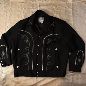 VTG 50s 60s H Bar C Western California Ranchwear Jacket Rayon Sz L RockABilly - Picture 1 of 8