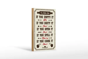Holzschild Küche 12x18 cm Our Kitchen Rules Holz Deko Schild wooden sign - Picture 1 of 5