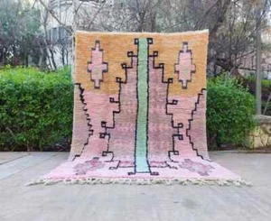 Pink Beni ourain rug for living room,Bright Pink Rug,Berber Wool Rug,Pink rug - Picture 1 of 9
