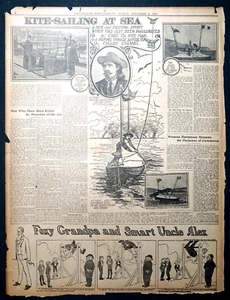 1903 Newspaper Pages - Samuel F. Cody, Kite Sailing Across The English Channel - Picture 1 of 4