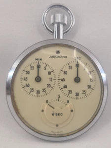 Vintage Junghans Stopwatch 1/10 Sec 3 Dials Works Made In Germany - Picture 1 of 15