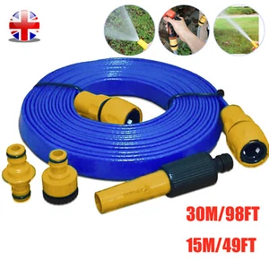 49 / 98ft Roll Flat Food Grade Fill Up Hose Pipe Kit Motorhome / Boat / Caravan - Picture 1 of 17