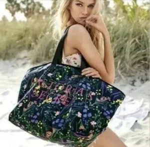Victorias Secret Floral Canvas Weekender Tote Bag New $58 - Picture 1 of 5