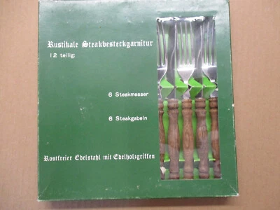 Rustikale SteakBesteckgarnitur 12teilig  Rostfrei mit Holzgriffen. - Bild 1 von 4