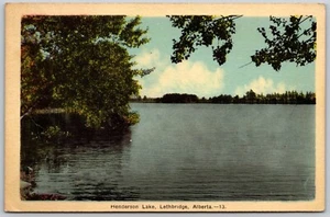 Postcard Alberta Lethbridge AB Henderson Lake Canada - Picture 1 of 2