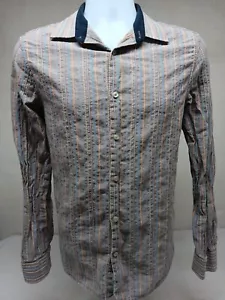 JOHN LENNON MENS MEDIUM MULTI COLOR STRIPED LONG SLEEVE SHIRT PEACE SIGN - Picture 1 of 14