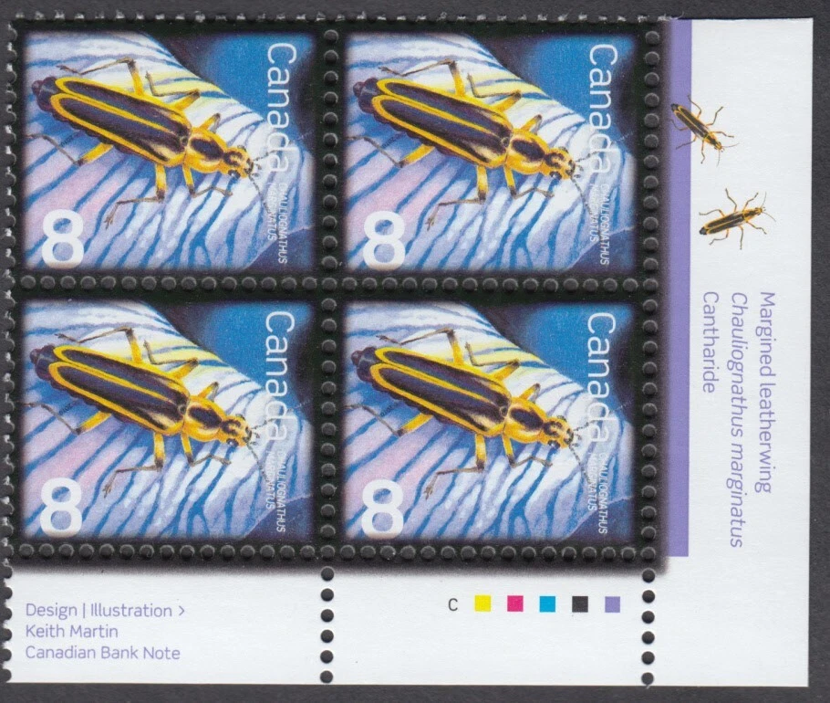 Canada - #2409 Beneficial Insects - Margined Leatherwing Plate Block - MNH - Image 1 of 1
