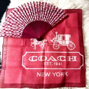 COACH Fans Folding Fan Sensu Handkerchief Set Japan non-no 2011 Novelty - New - Picture 1 of 2