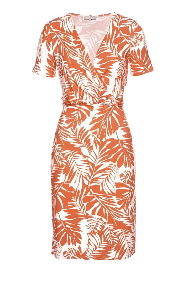 Kleid Cheer orange weiß Muster floral kurz Gr 38 40 42 44 - Bild 1 von 1