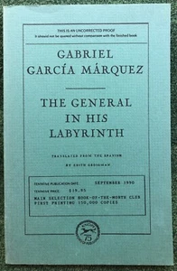 Garcia Marquez's The General in His Labyrinth: PB, Avanced Review Copy, as new - Picture 1 of 2